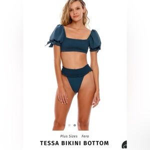 Agua Bendita Tessa Cheeky Bikini Bottom in Teal Green Womens Size XL NWT